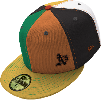 Small A's logo on a multicolored cap